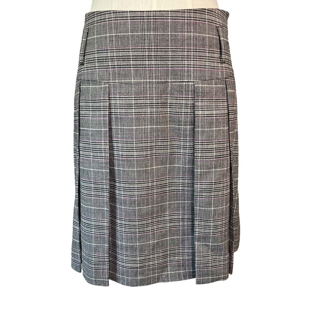Banana Republic Plaid Wool Blend Pleated Skirt Gray Pink Check Women’s Size 0